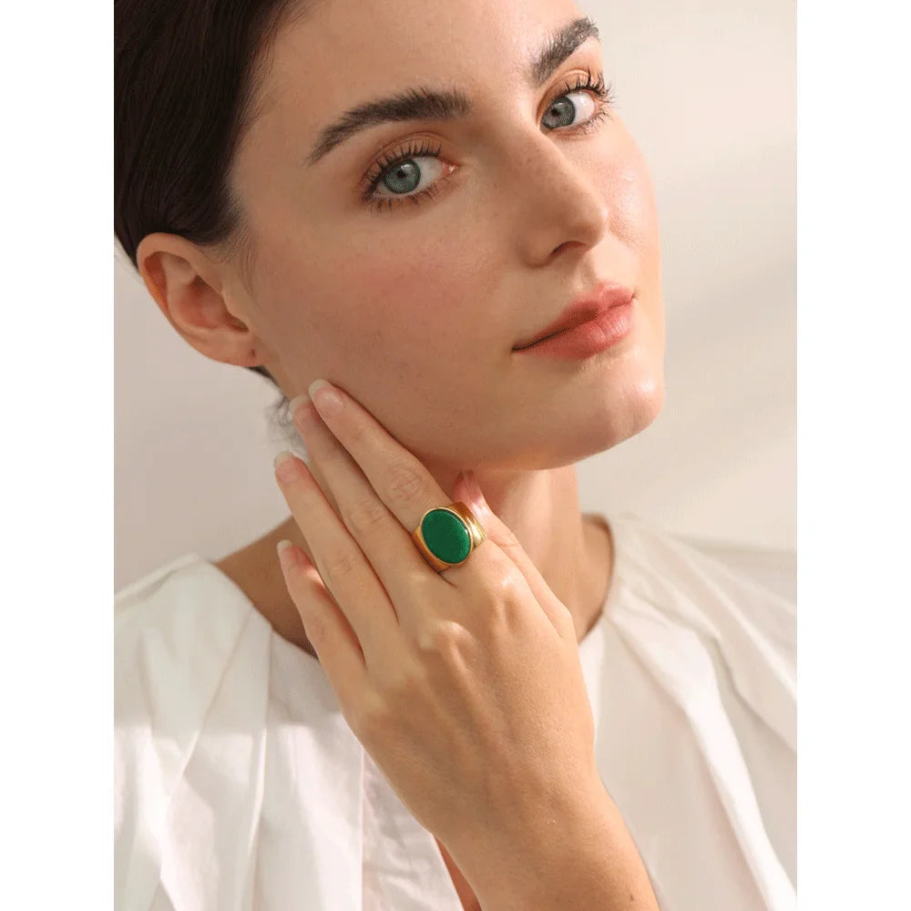 Wide band rings with stones