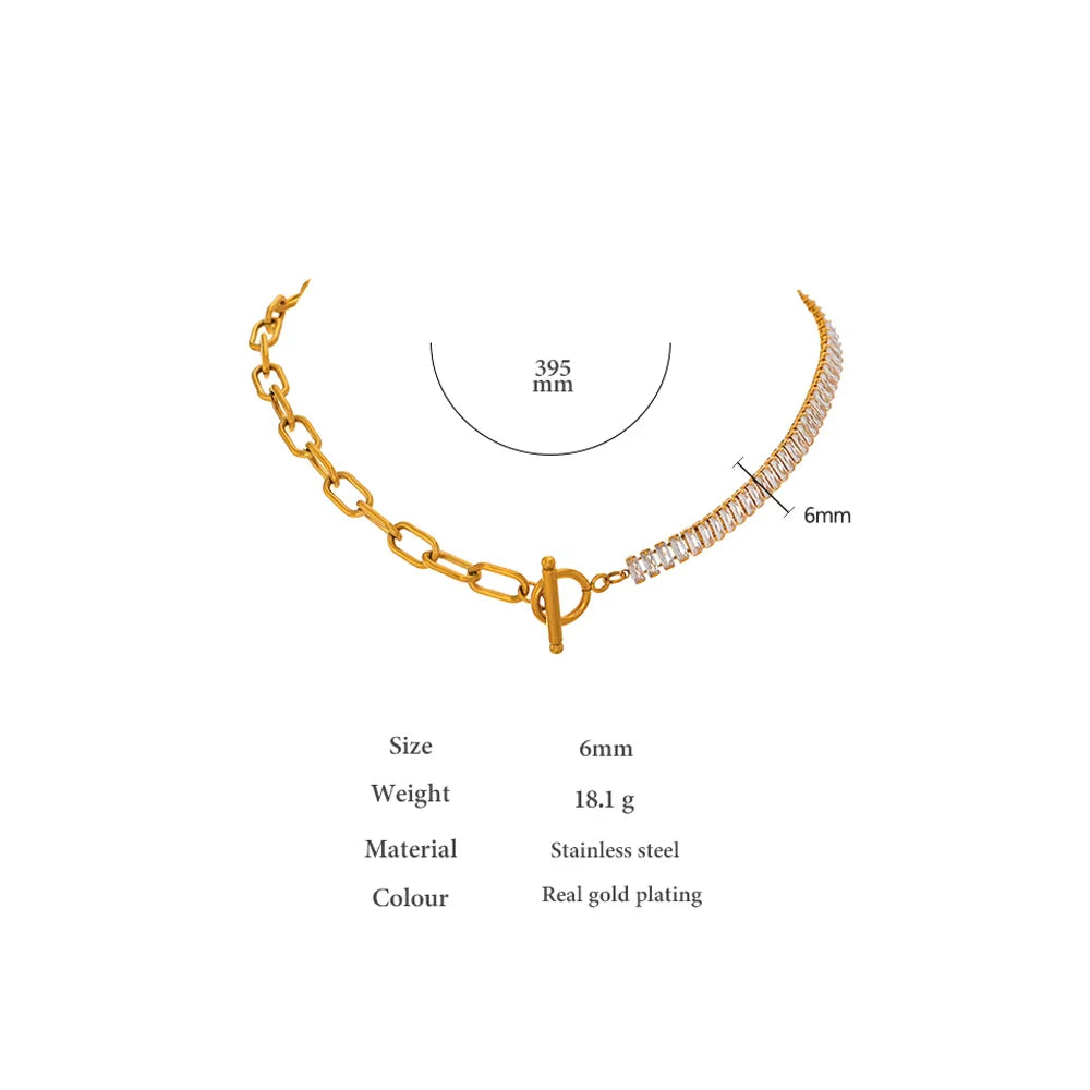 Square Cubic Zirconia Tennis Necklace