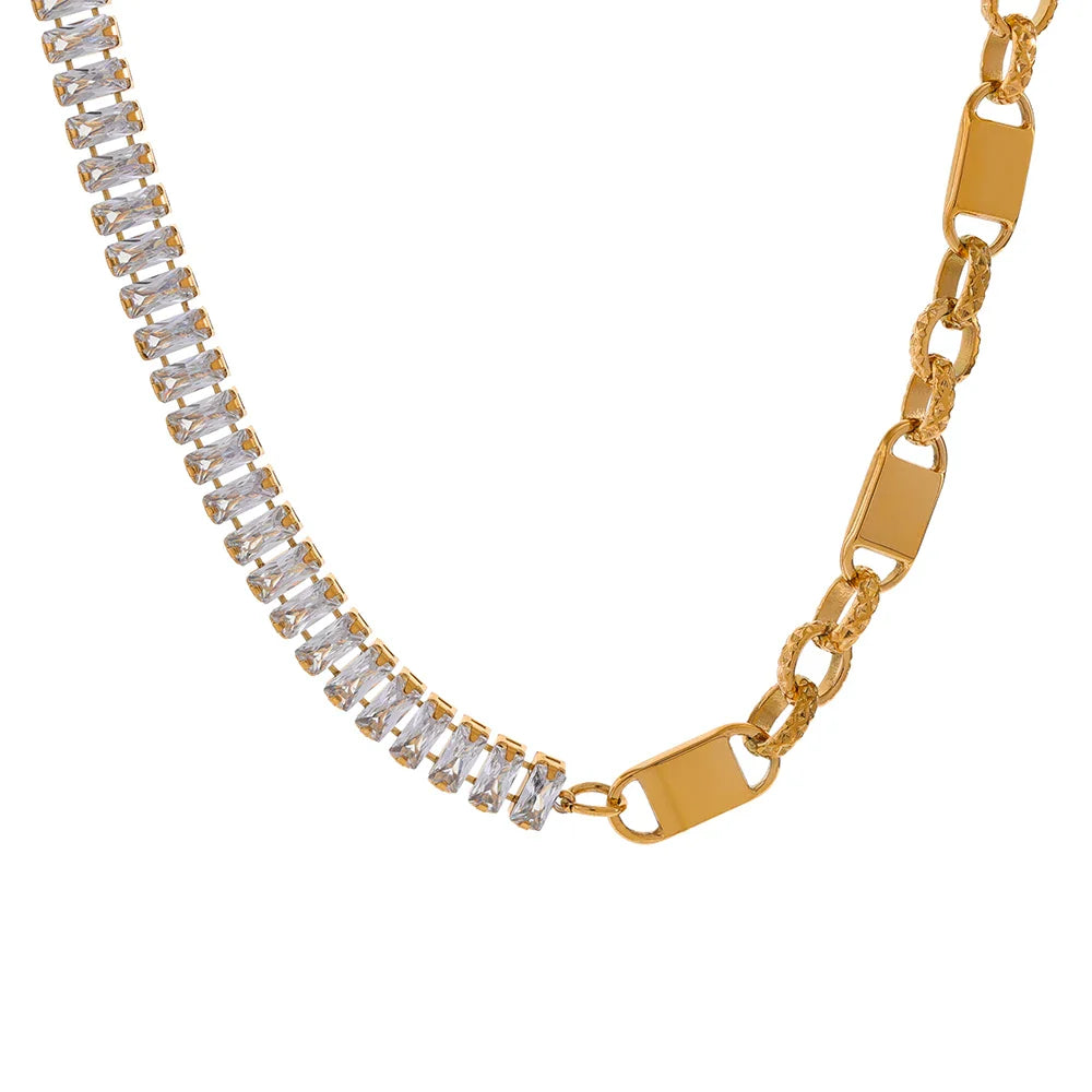 Cubic Zirconia Clavicle Chain Necklace Bracelet