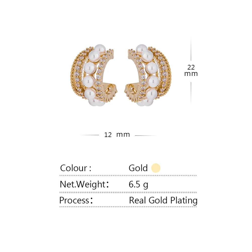 Pearl and cubic zirconia earrings