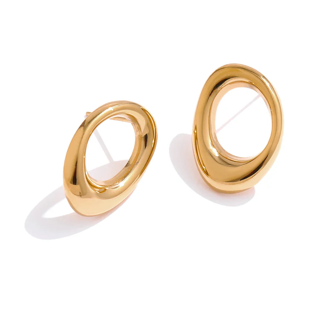 Round Hollow Stud Earrings
