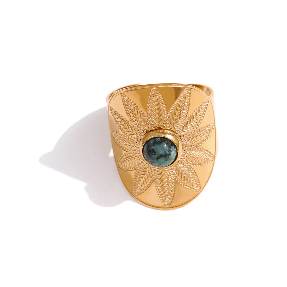 Green Natural Turquoise Opening Ring