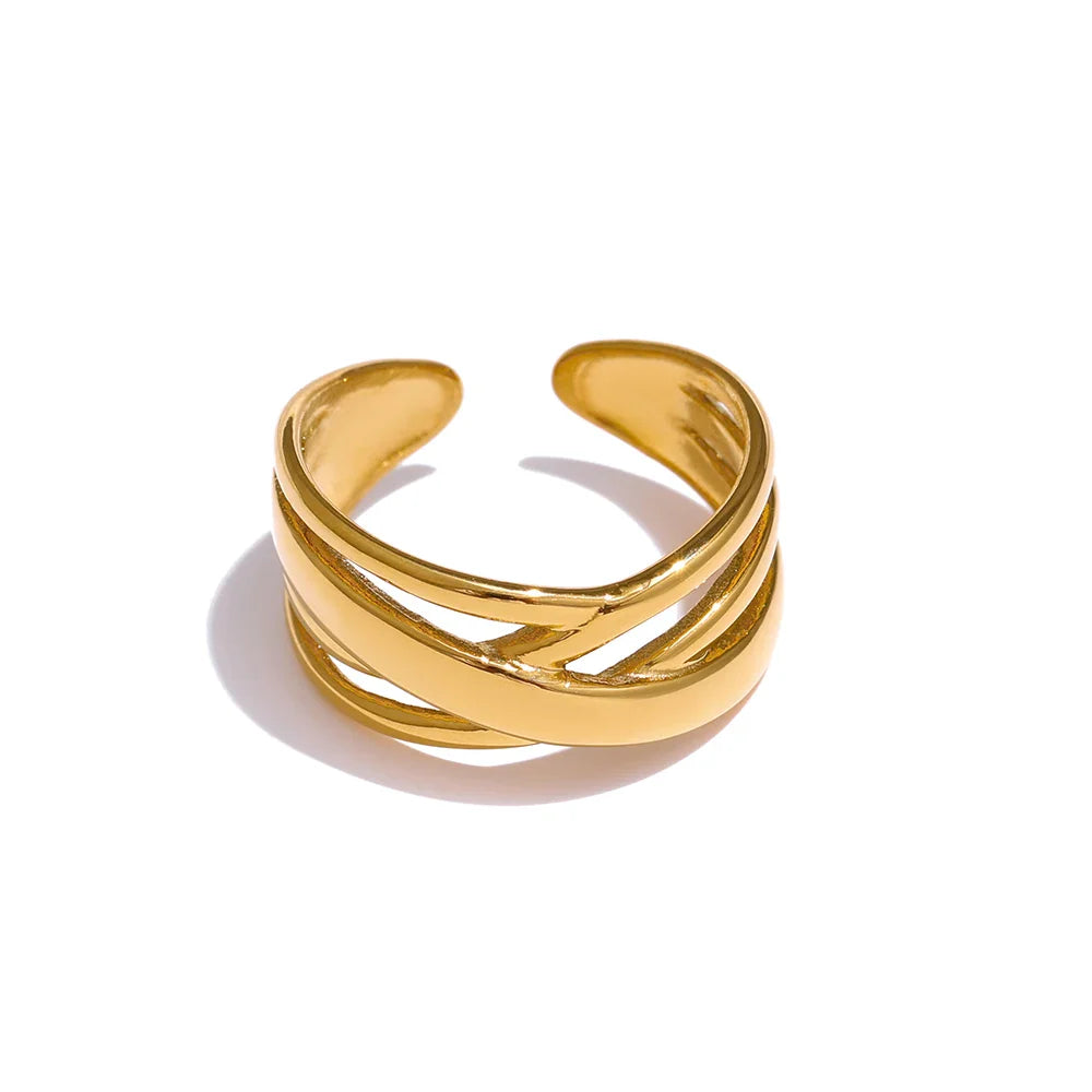 Minimalist Metal Golden Opening Ring