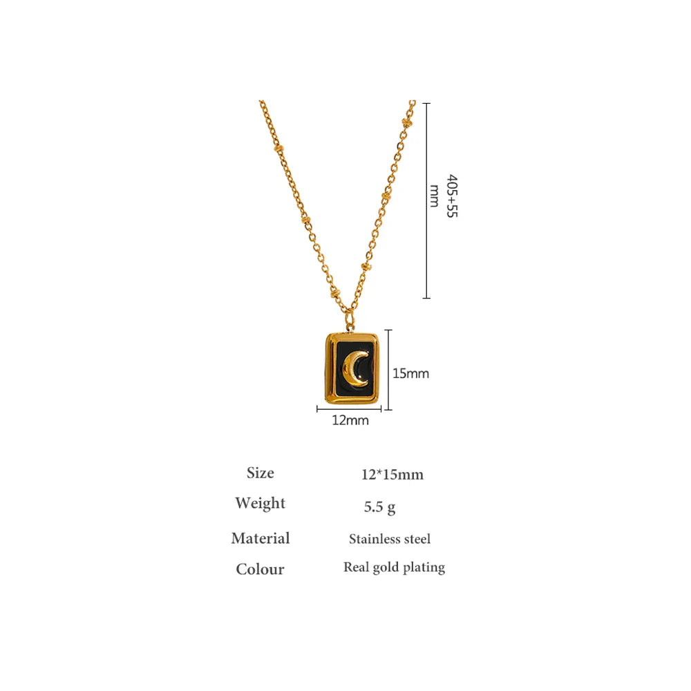 Enamel Moon Pendant Necklace