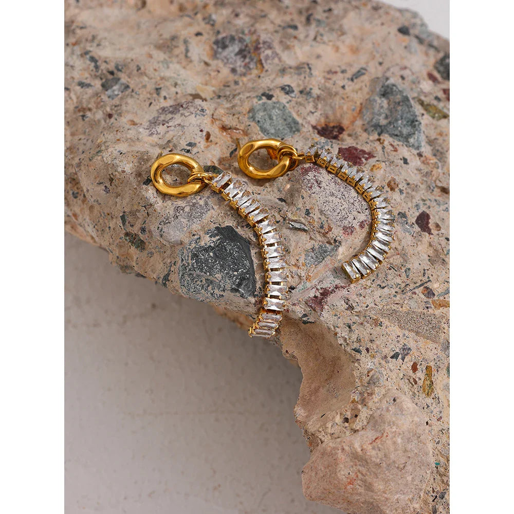 CZ gold earrings