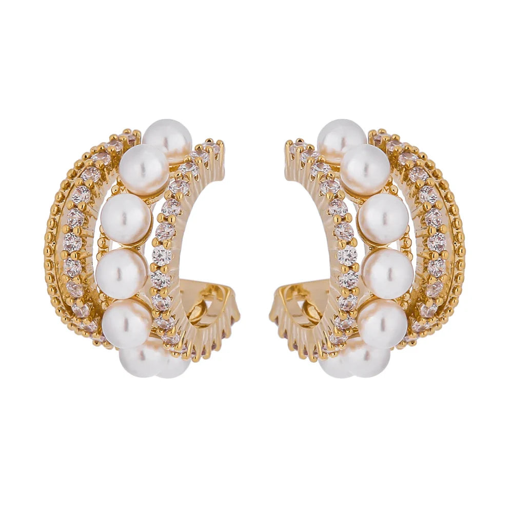 Pearl and cubic zirconia earrings