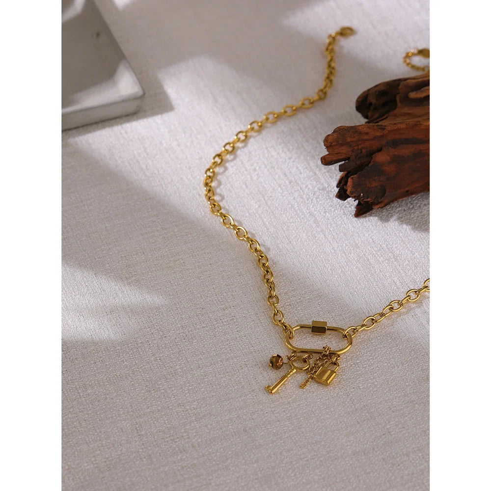 Key and Lock Pendant Necklace