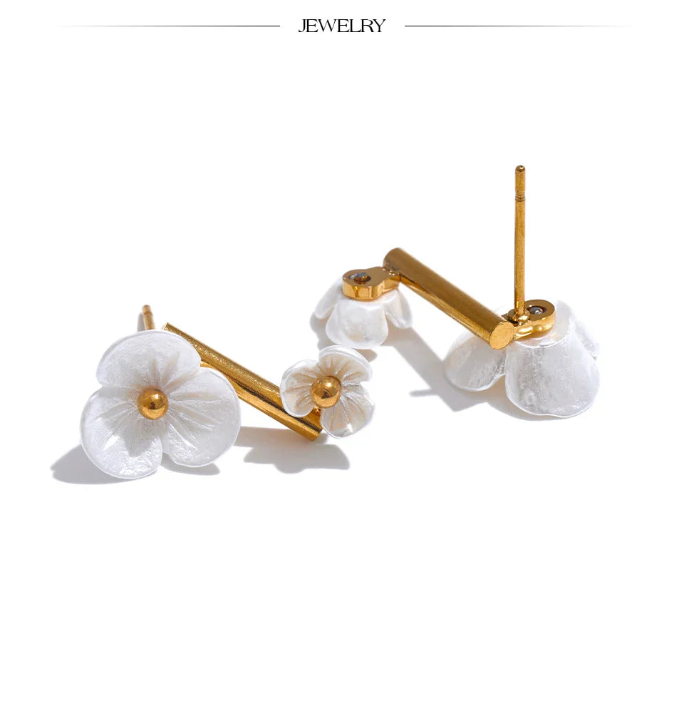 White Flower Earrings