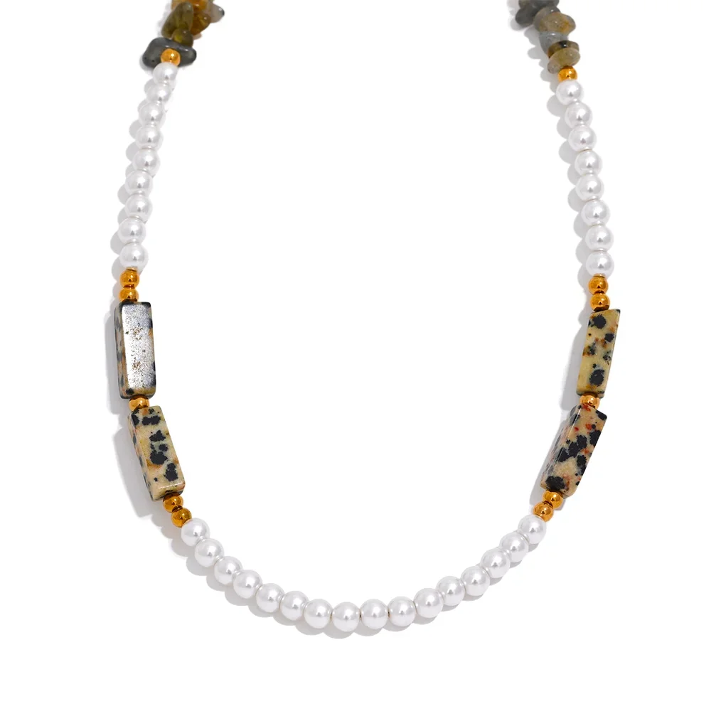 Elegant Pearl & Stone Necklace