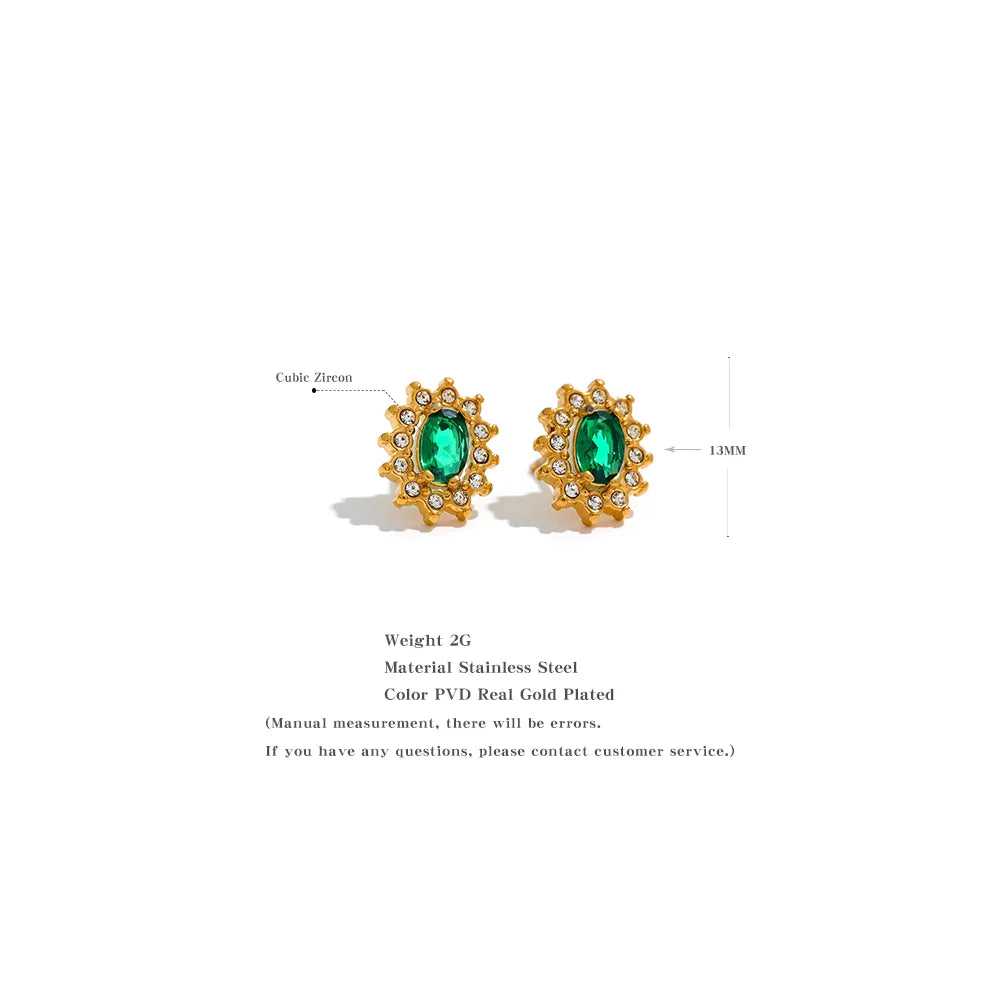 Green Flower Earrings