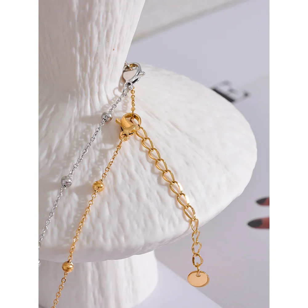 Stainless Steel Stone Flower Pendant Necklace
