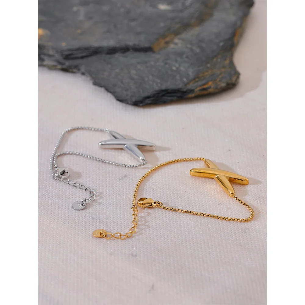 X Letter Pendant Necklace Bracelet Bangle Set