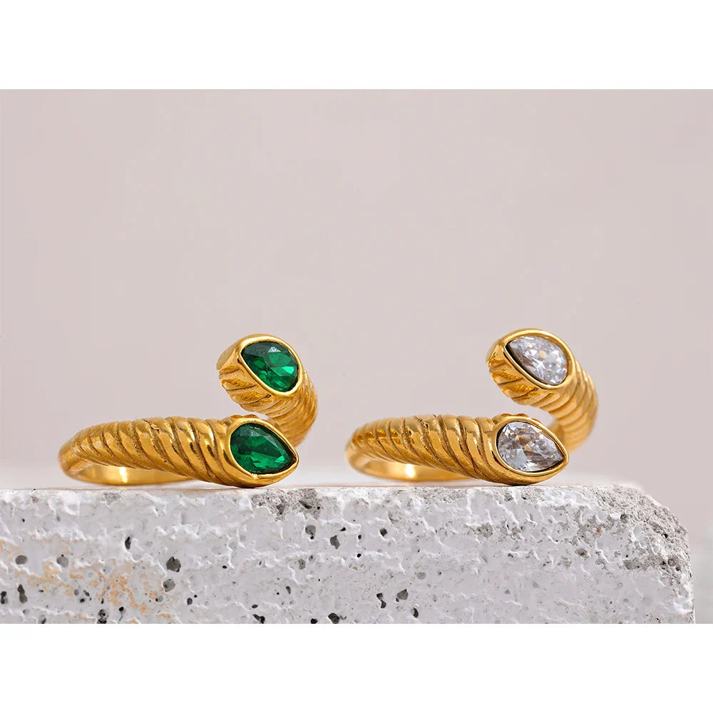 Cubic Zirconia Metal Snake Ring