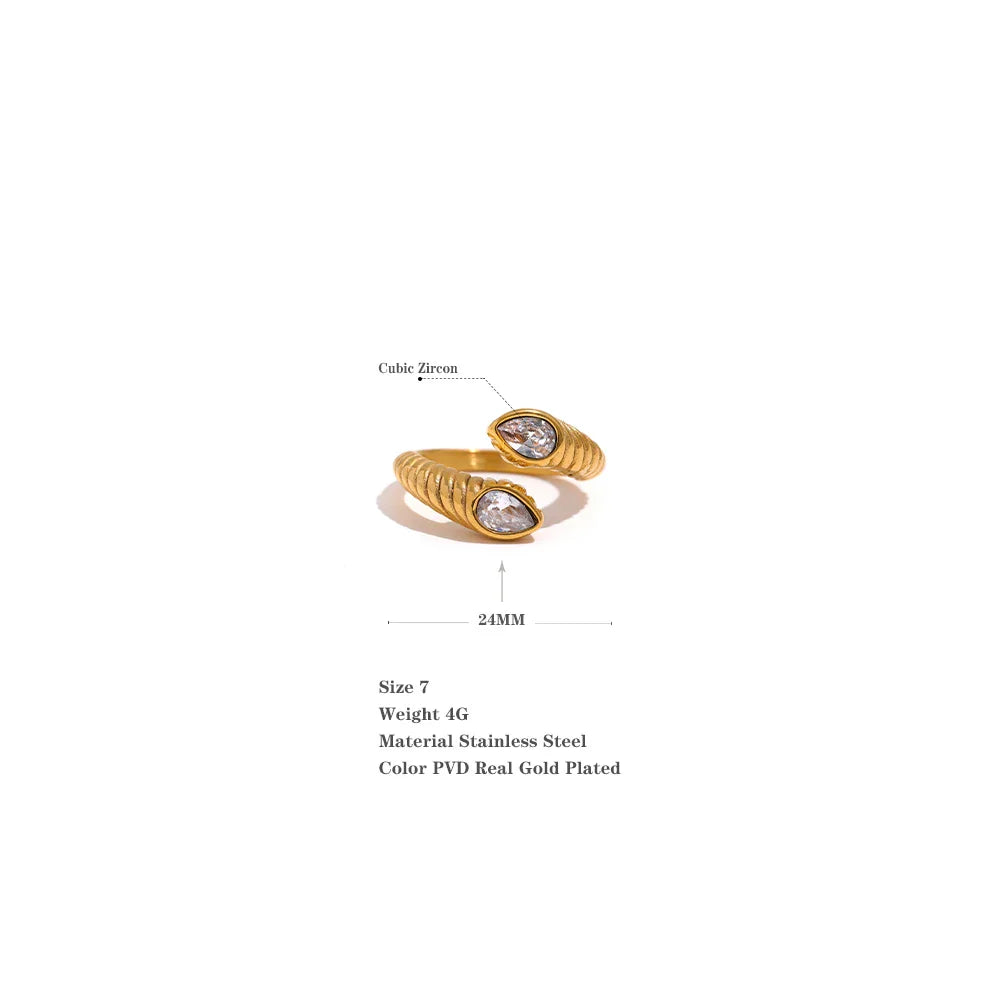 Cubic Zirconia Metal Snake Ring
