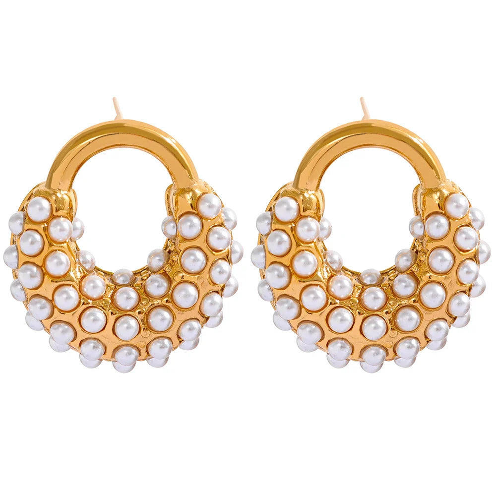 Pearl Geometric Stud Earrings