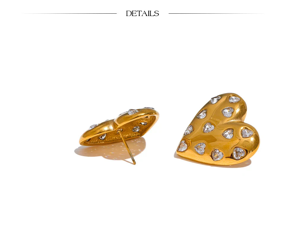 Heart shaped stud earrings