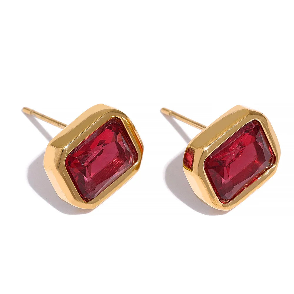 Colorful Zircon Square Studs