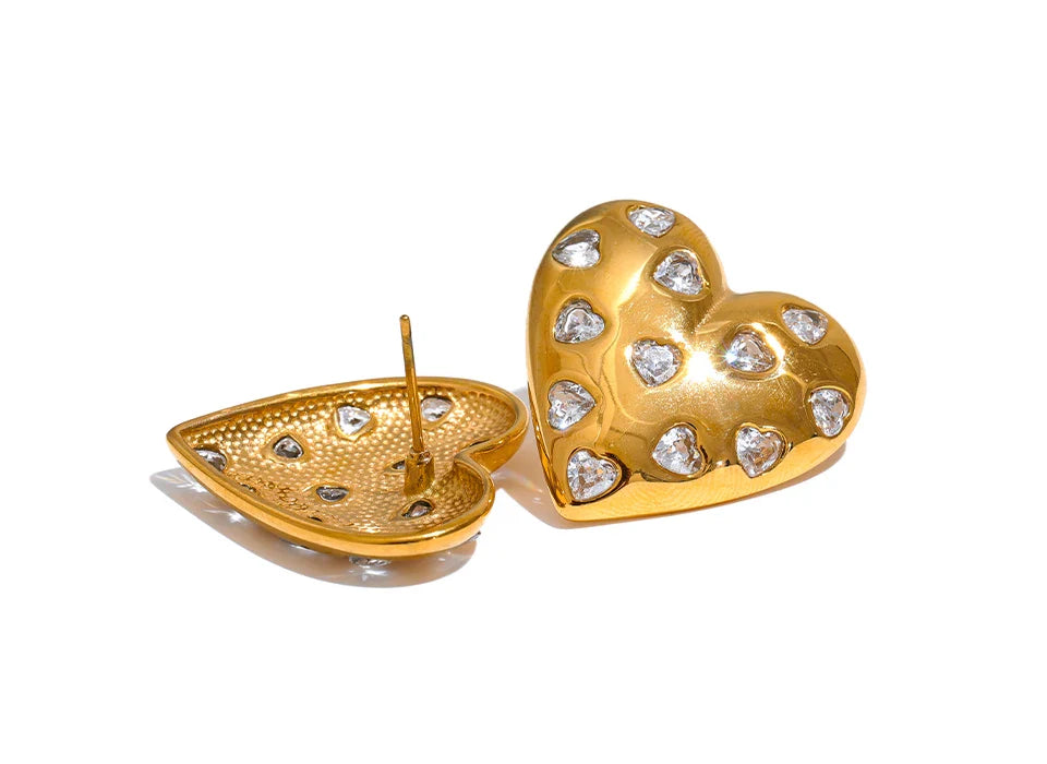Heart shaped stud earrings