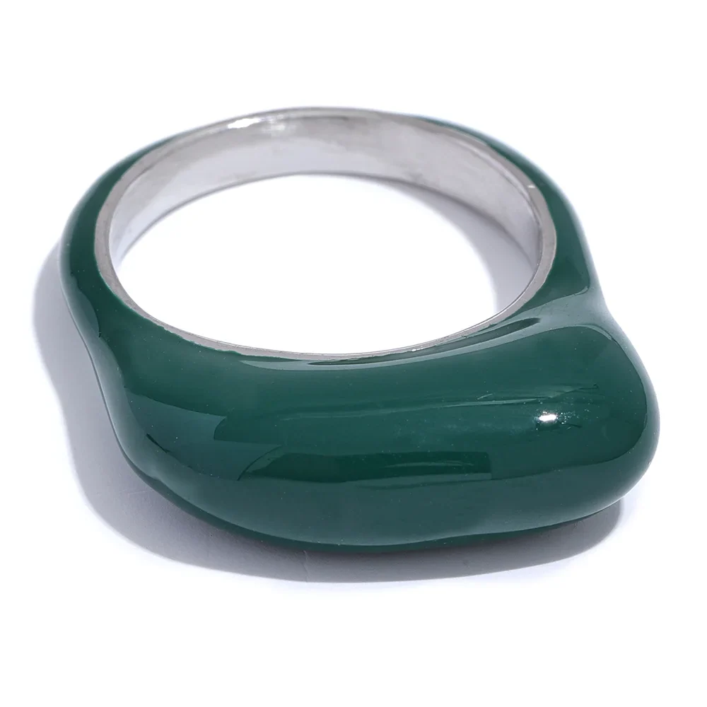 White Green Coffee Enamel Ring
