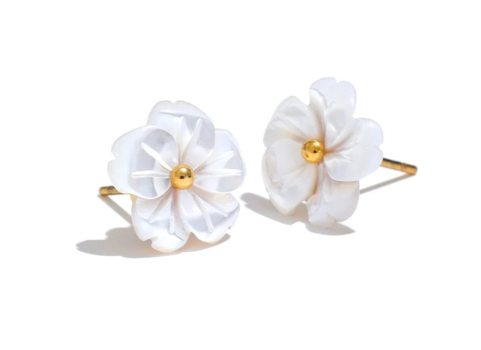 Flower Earrings White