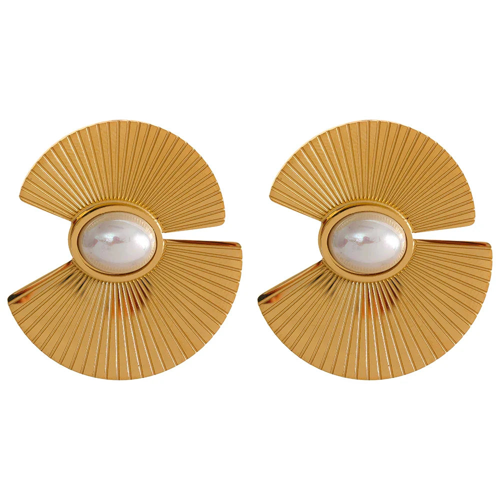 Pearl Fan Stud Earrings