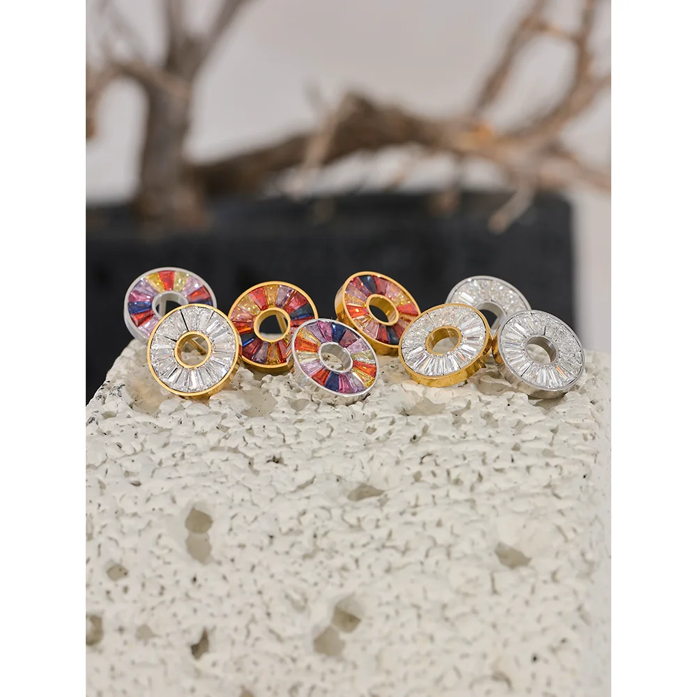 Rainbow Zirconia Stud Earrings