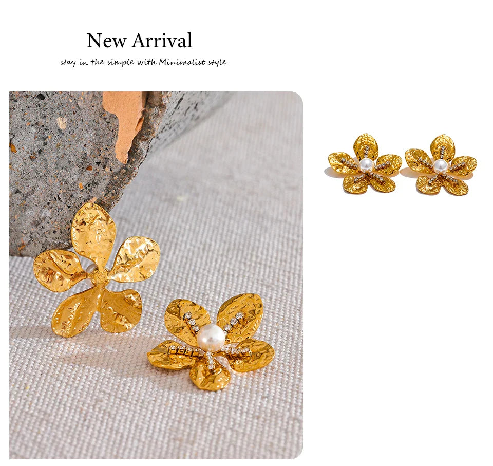 Gold Flower Earrings