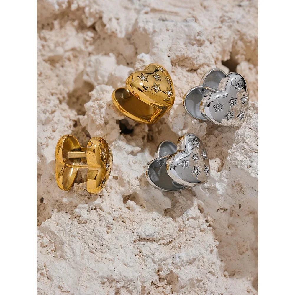 Gold Heart Stud Earrings
