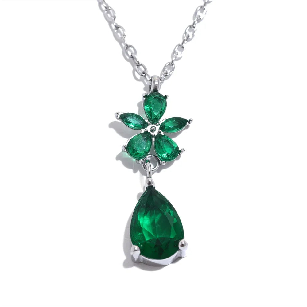 Cubic Zirconia Flower Necklace