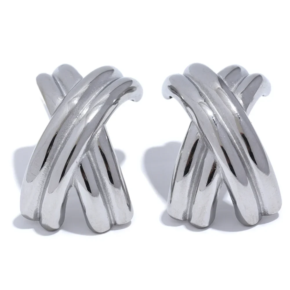 X Crossover Geometric Textured Earrings
