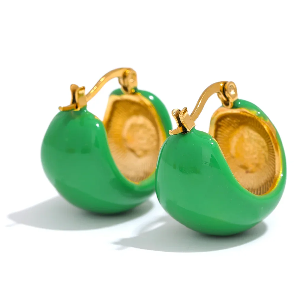 Geometric Enamel Hoop Earrings