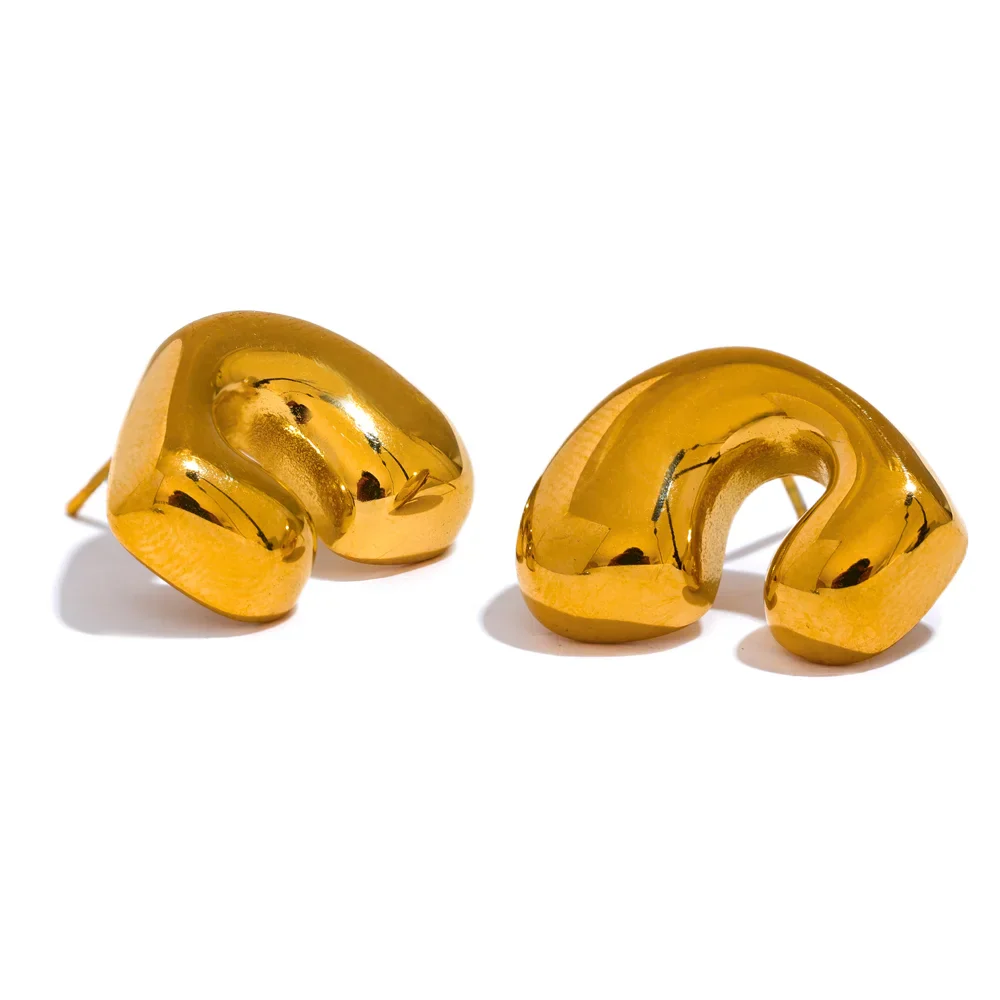 Metal Geometric Chunky Stud Earrings