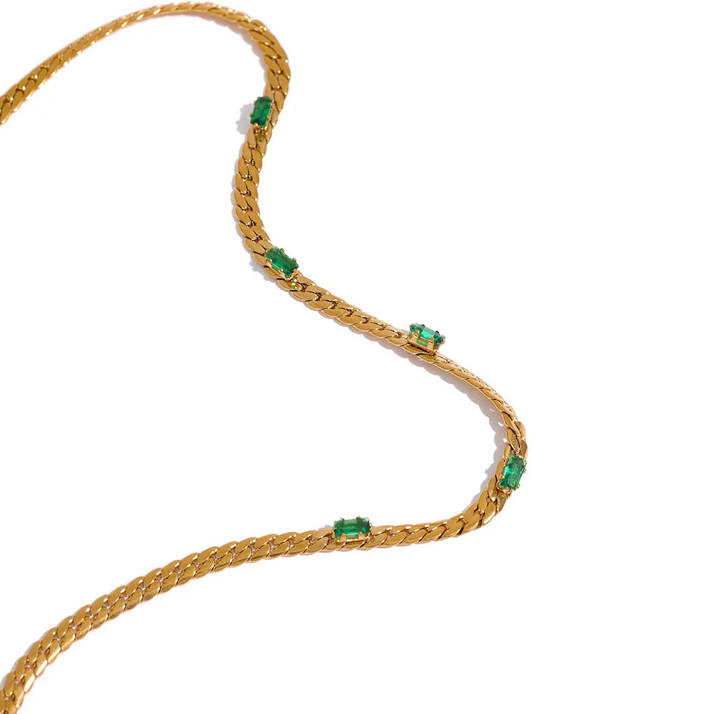 Cubic Zirconia Chain Collar Necklace Bracelet Set
