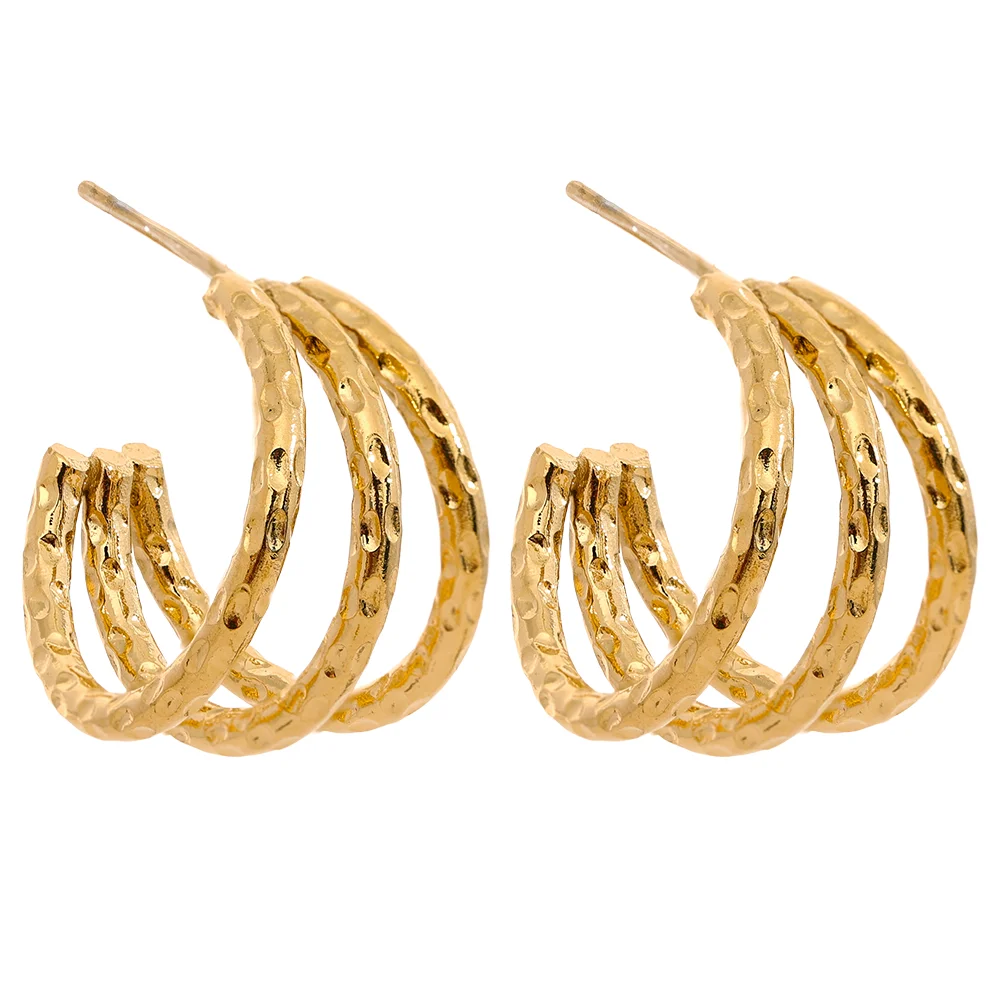 C Shape Geometric Hollow Layered Fashion Earrings