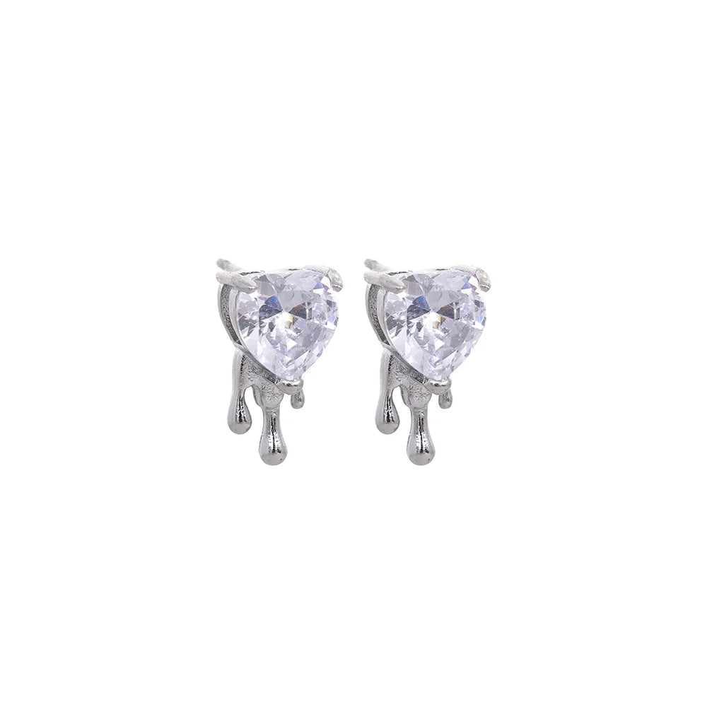 Cubic Zirconia Heart Stud Earrings