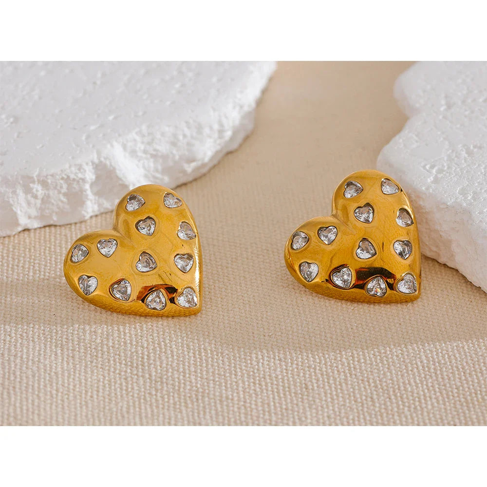 Heart shaped stud earrings