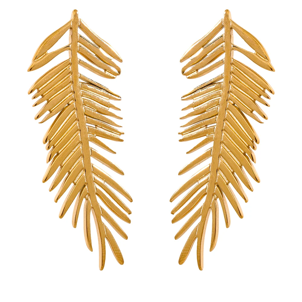 Long Leaves Stud Earrings