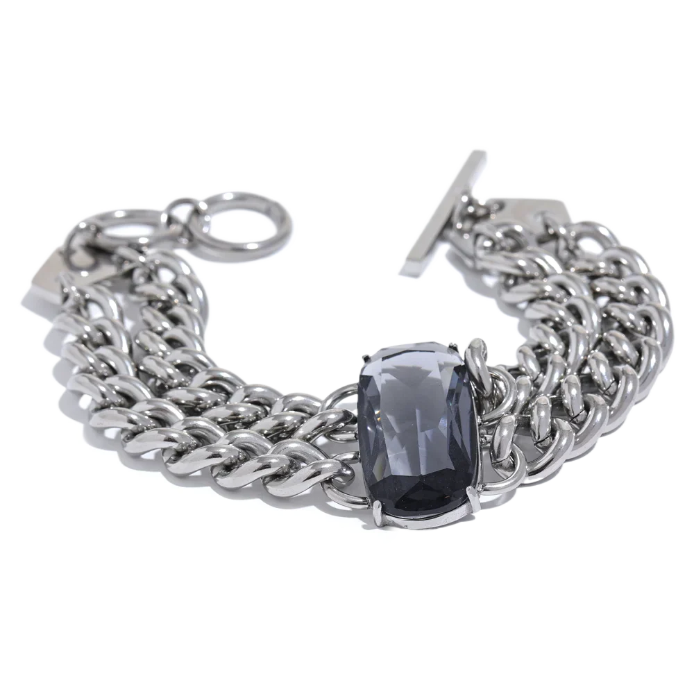 Statement Grey CZ Thick Chain Bracelet