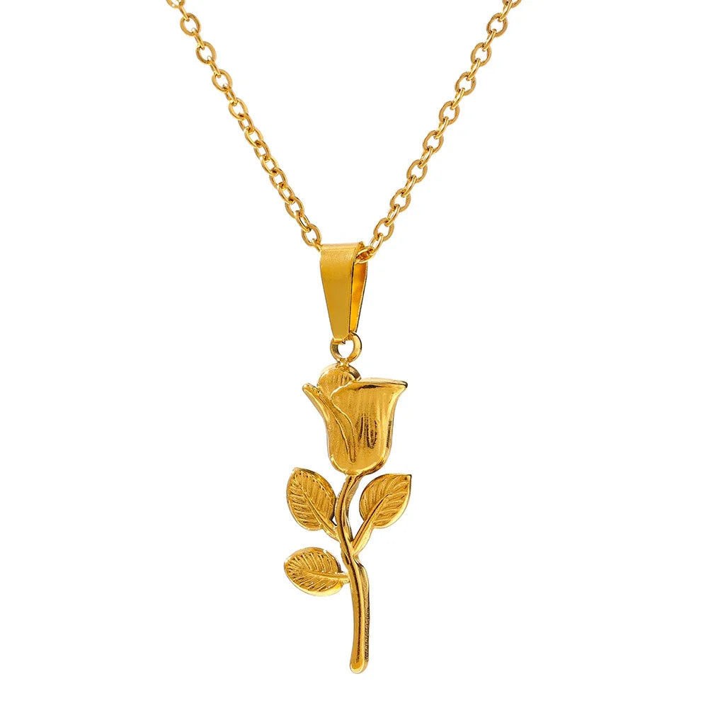 Rose Flower Pendant Necklace