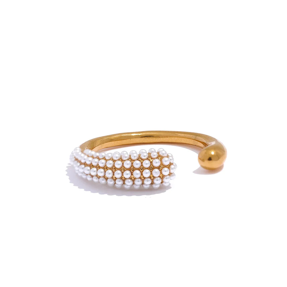 Imitation Pearls Golden Open Ring