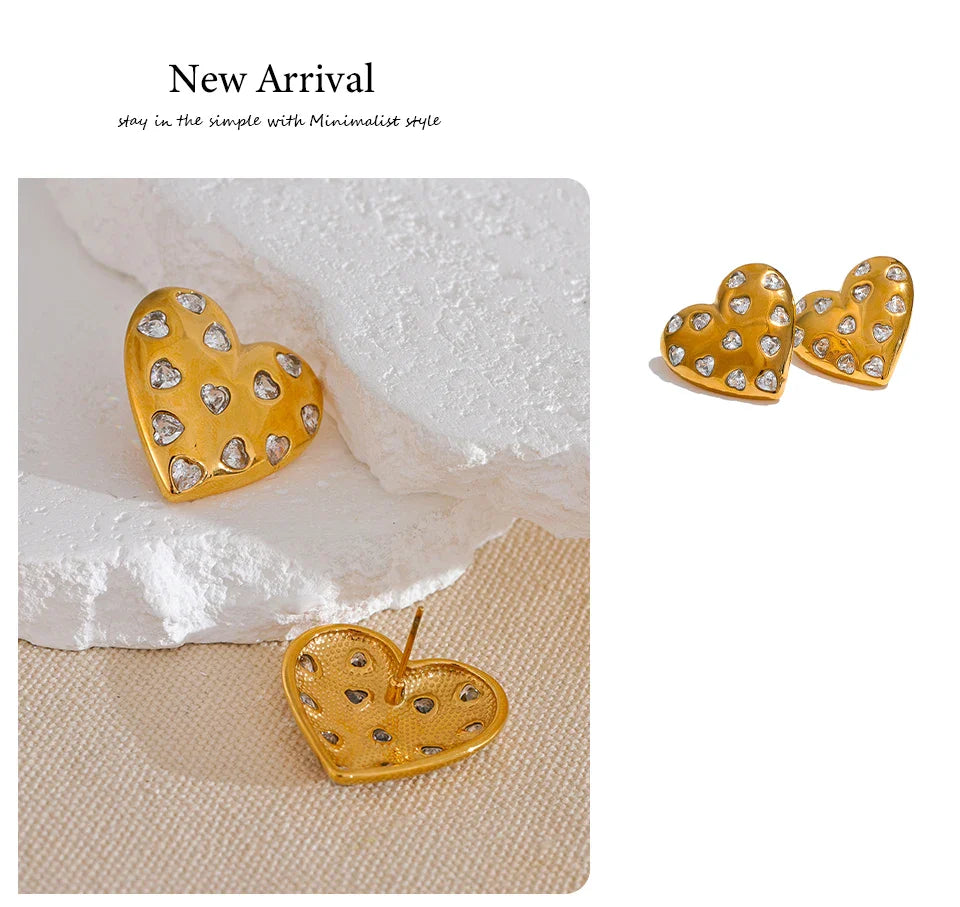Heart shaped stud earrings