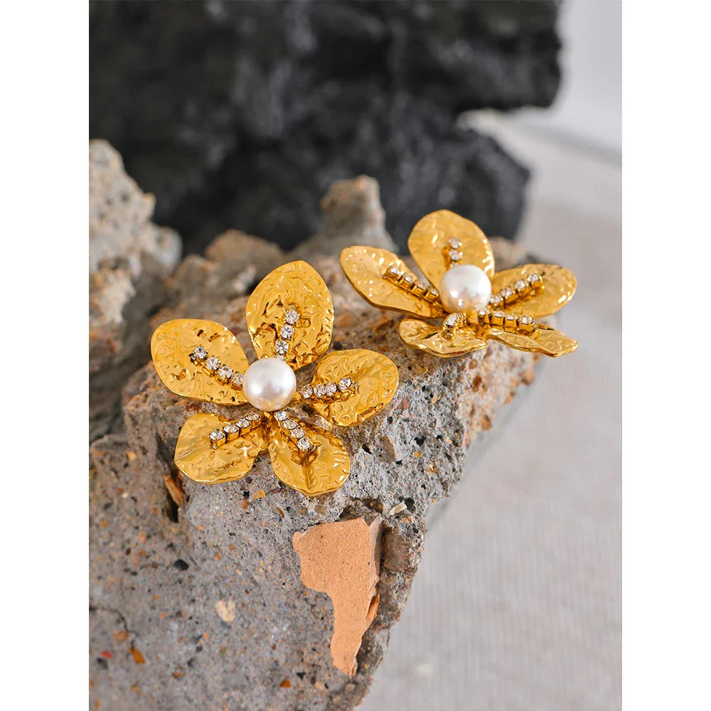 Gold Flower Earrings