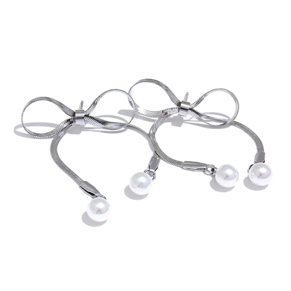 Bow Knot Snake Chain Earrings