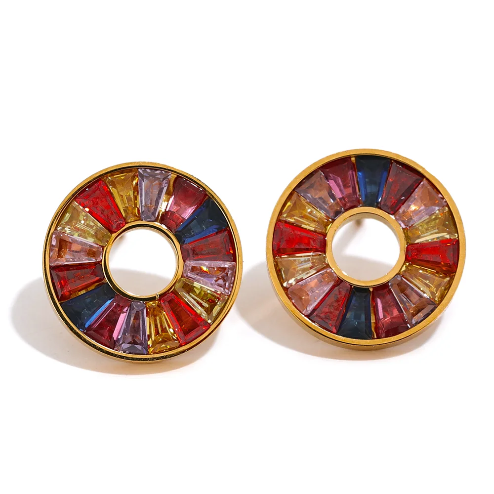 Rainbow Zirconia Stud Earrings