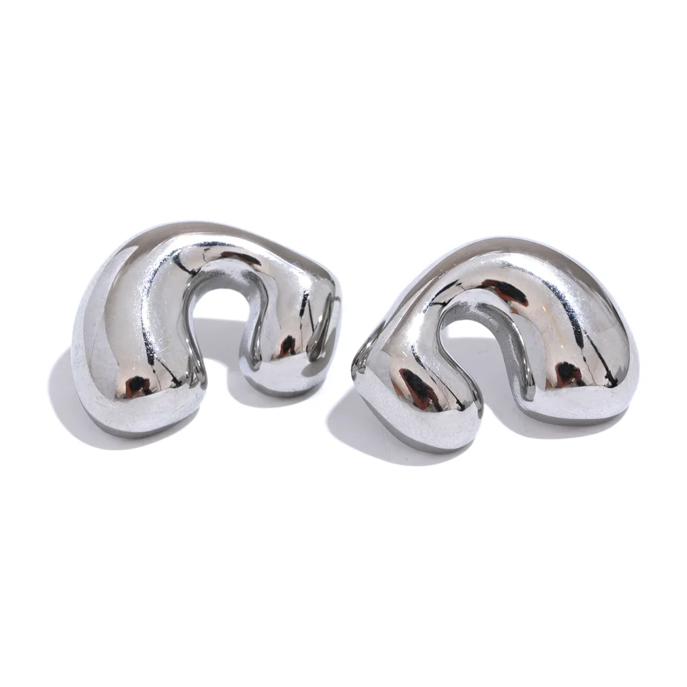 Metal Geometric Chunky Stud Earrings