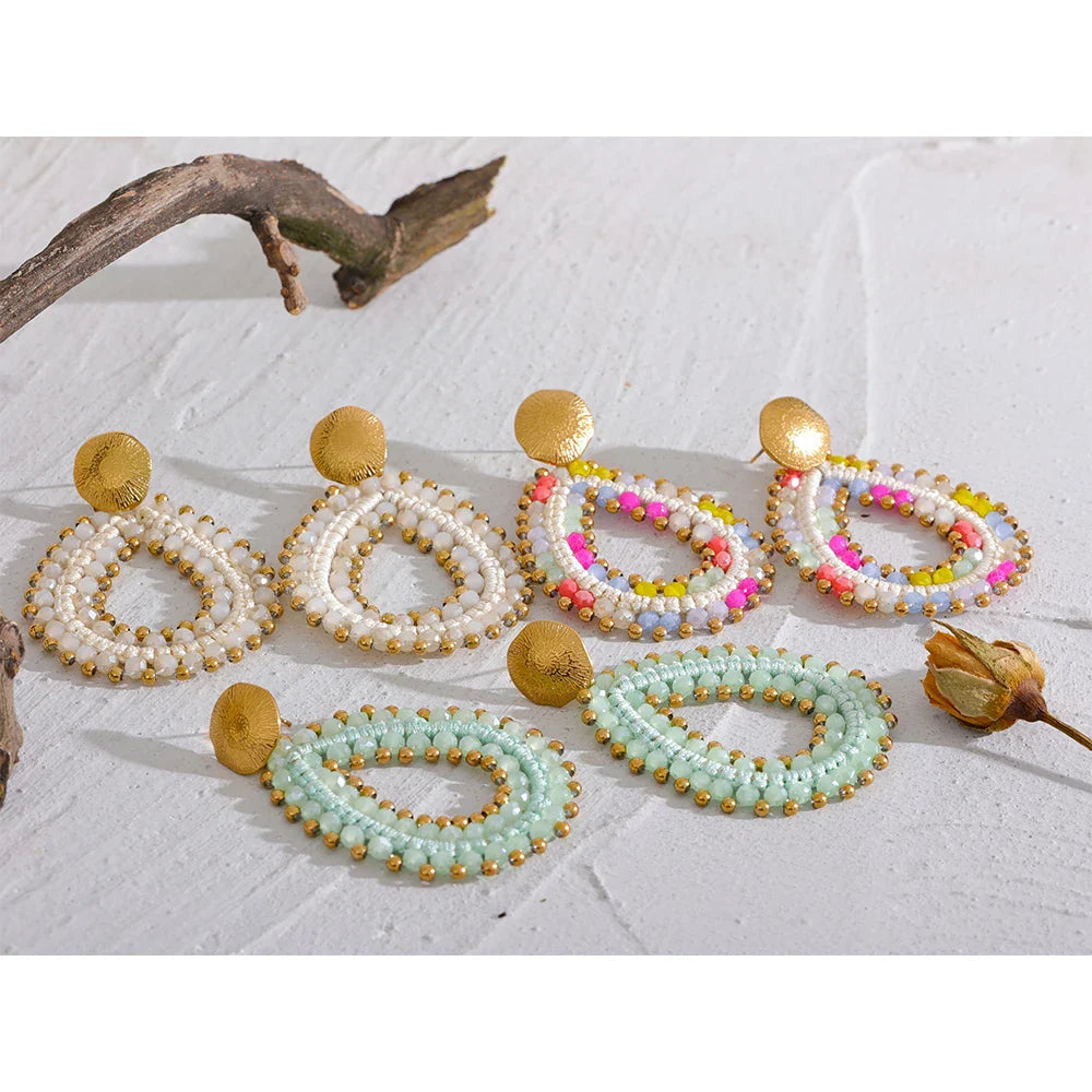Handmade Beaded Hoop Earrings