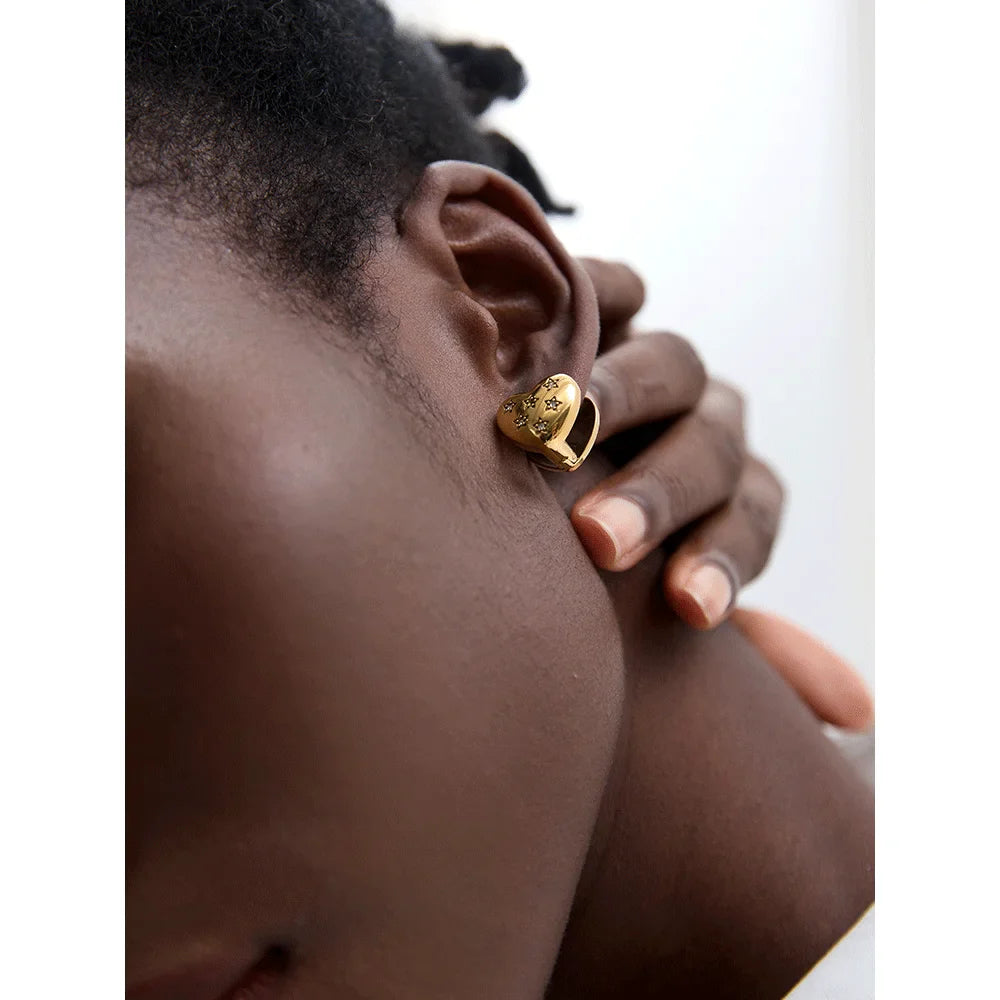 Gold Heart Stud Earrings