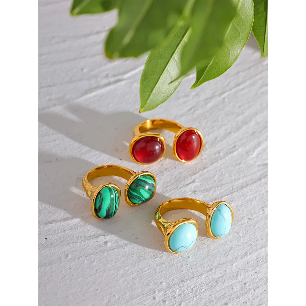Sterling silver rings with natural stones