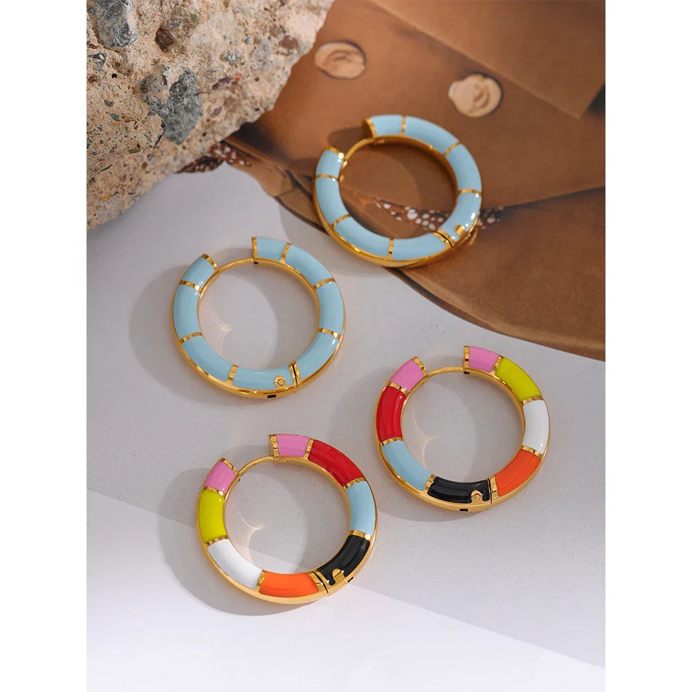 Enamel Hoop Earrings
