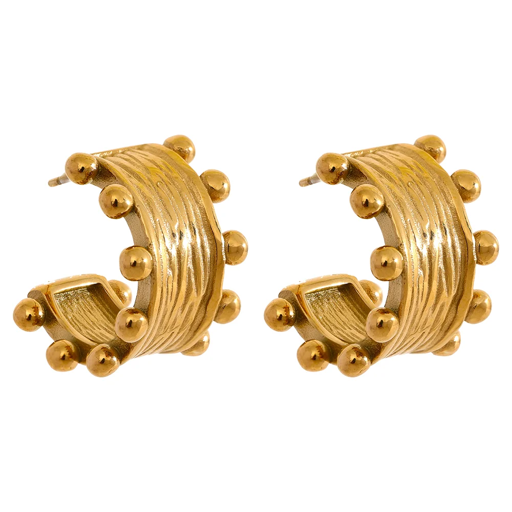 18K Gold Plated C Shape Hoop Earrings